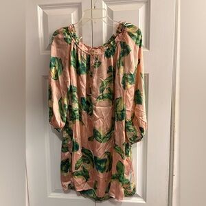 *NWT* The Webster Miami Tunic, Pink Flamingo Green Leaves, size Med.